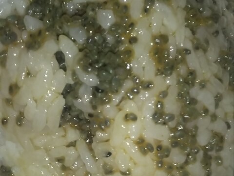 EXVオリーブ油ラ王冷麺のたれバジルシード白米ご飯